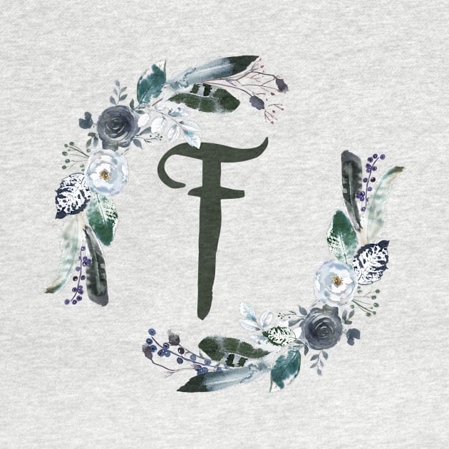 Floral Monogram F Dark Bohemian Flora by floralmonogram